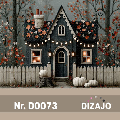 Tło fotograficzne jesienny czarny domek halloween D0073