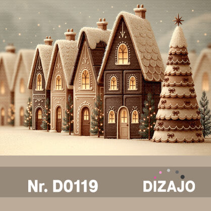 Tło fotograficzne Boże Narodzenie świąteczne czekoladowe domki D0119