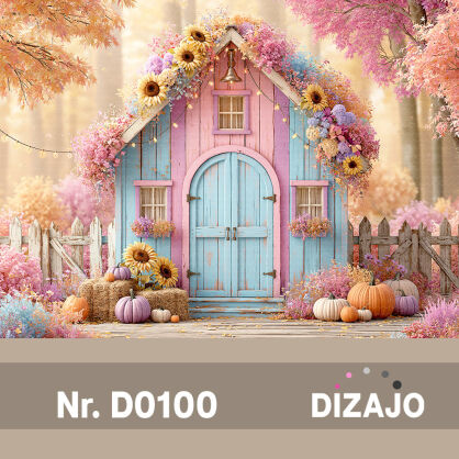 Tło fotograficzne jesienna pastelowa stodoła D0100