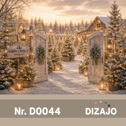 Tło fotograficzne Zima farma choinek D0044