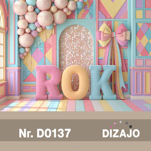 Tło fotograficzne urodzinowe roczek D0137