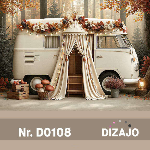 Tło fotograficzne jesienny kamper D0108