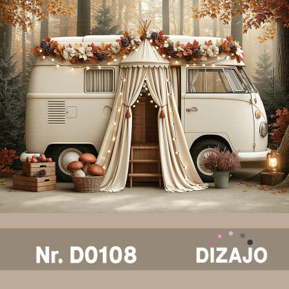 Tło fotograficzne jesienny kamper D0108