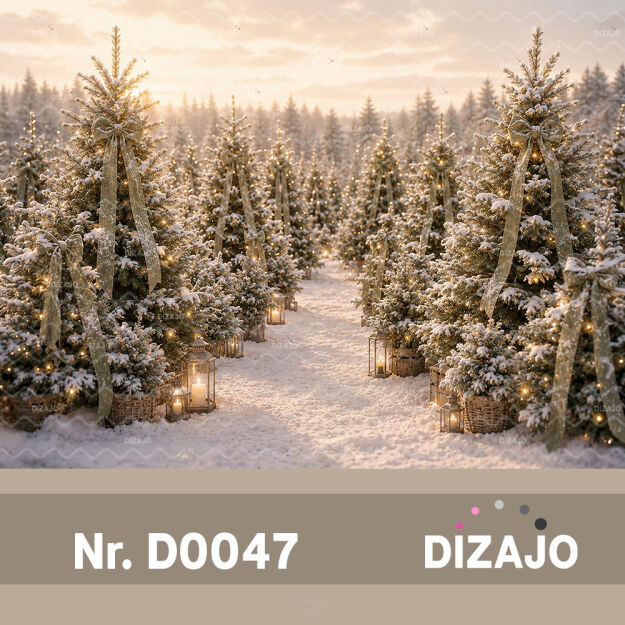 Tło fotograficzne zima choinki D0047