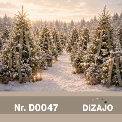 Tło fotograficzne zima choinki D0047