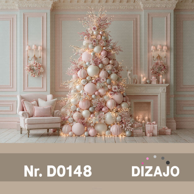 Tło fotograficzne Boże Narodzenie z kominkiem D0148