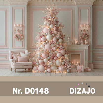Tło fotograficzne Boże Narodzenie z kominkiem D0148