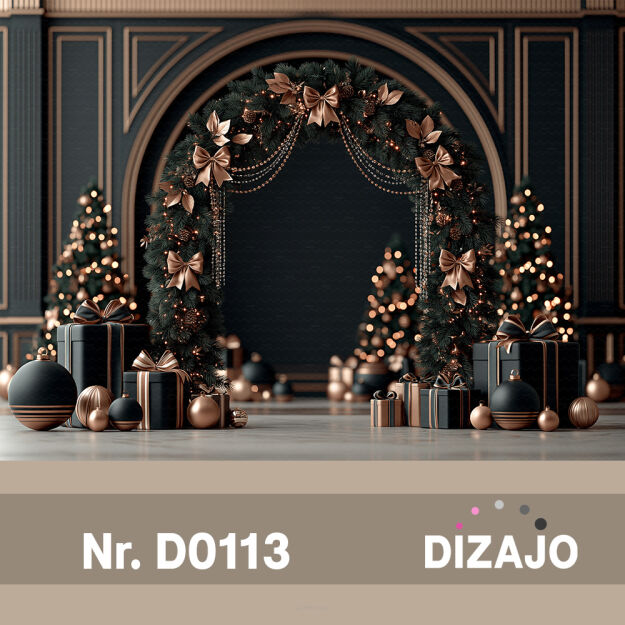 Tło fotograficzne Boże Narodzenie świąteczne eleganckie wnętrze D0113