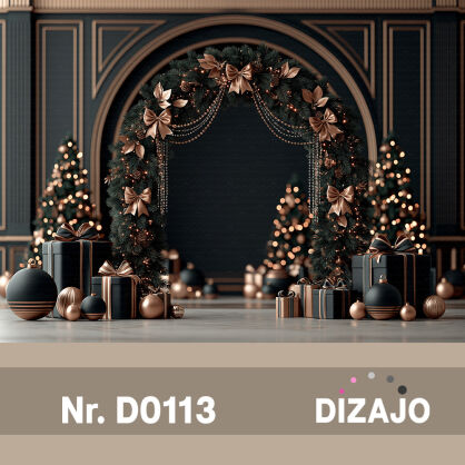 Tło fotograficzne Boże Narodzenie świąteczne eleganckie wnętrze D0113