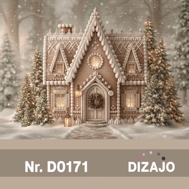 Tło fotograficzne świąteczne Boże Narodzenie domek z piernika D0171