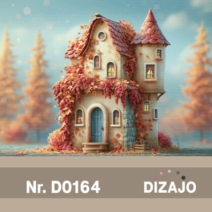 Tło fotograficzne do przedszkola bajkowy domek D0164