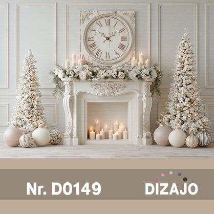 Tło fotograficzne świąteczne z zegarem D0149