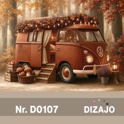 Tło fotograficzne jesienny kamper D0107